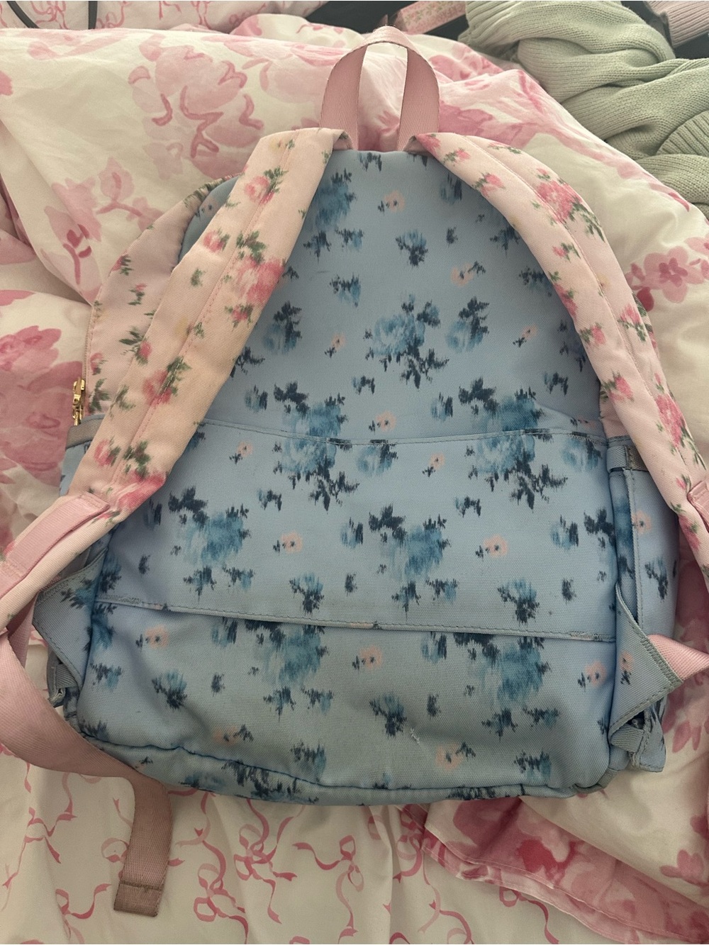 STATE Pink and Blue Floral Canvas Backpack LoveShackFancy collaboration - Picture 2 of 4